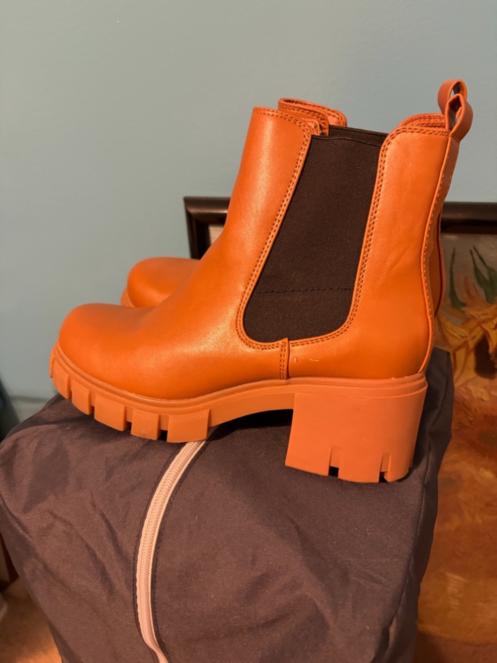 Chunky  Brown Chelsea Boot - Women's Fashion